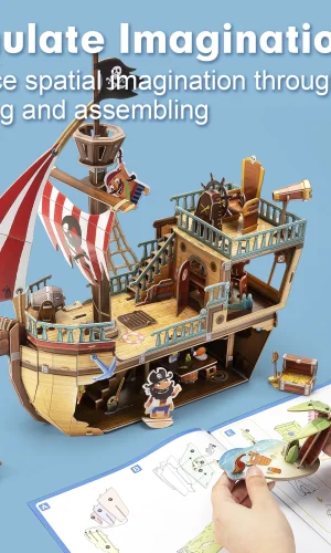 Pirate Treasure Ship Model Kit — 50cm, 157 Pieces, Ages 5+