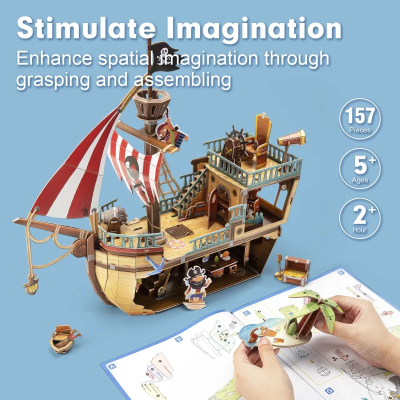 pirate treasure ship model kit foam board 3D Puzzles Arts Crafts Gift for age 5+