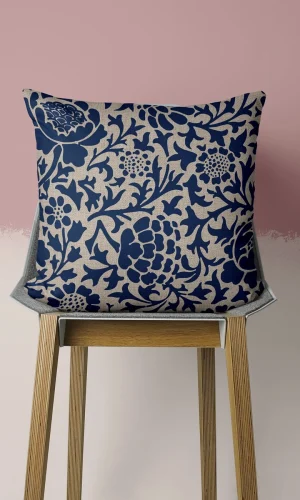 William Morris Cushion Covers Blue — Linen Cotton, 45x45cm