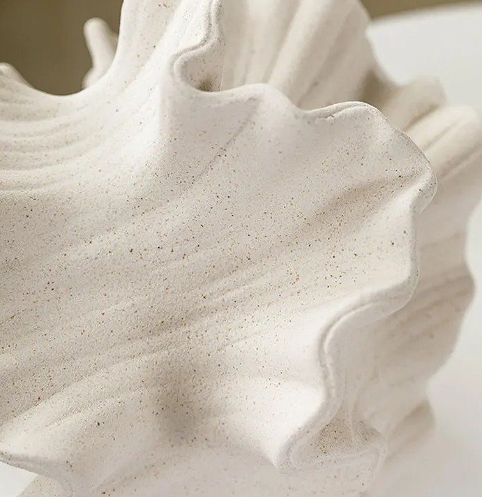 Hamptons Style Ceramic Vase — Aragonite Texture, Coral Shape Hamptons Style vase aragonite texture coral shape ceramic vase Black & white