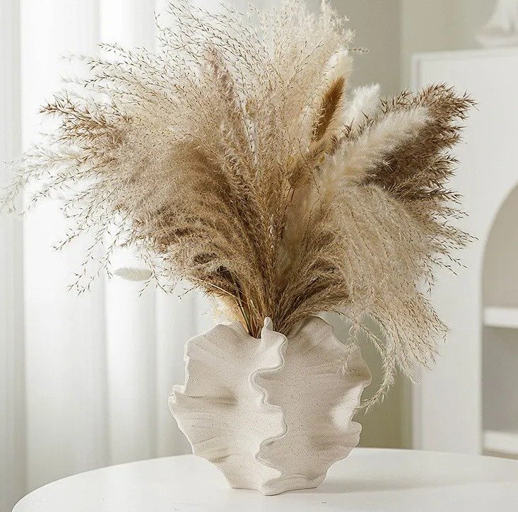 Hamptons Style Ceramic Vase — Aragonite Texture, Coral Shape Hamptons Style vase aragonite texture coral shape ceramic vase Black & white