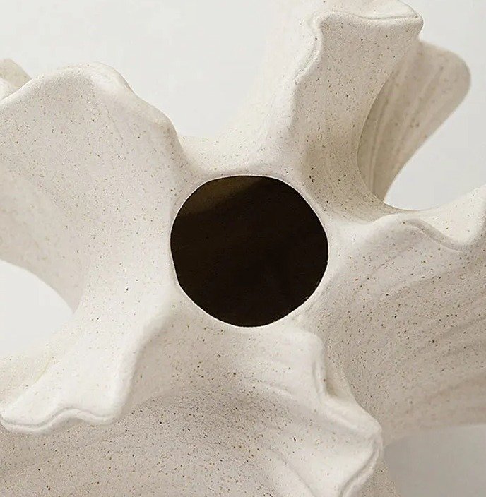 Hamptons Style Ceramic Vase — Aragonite Texture, Coral Shape Hamptons Style vase aragonite texture coral shape ceramic vase Black & white