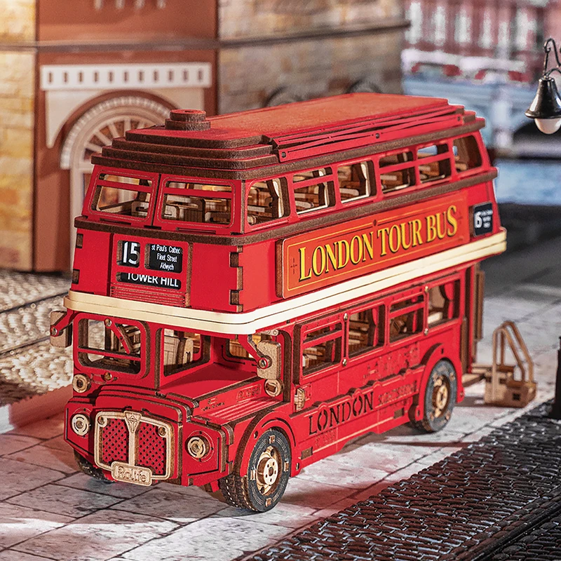 authentic replica Iconic London Bus wood model kit for age 14+ & adults