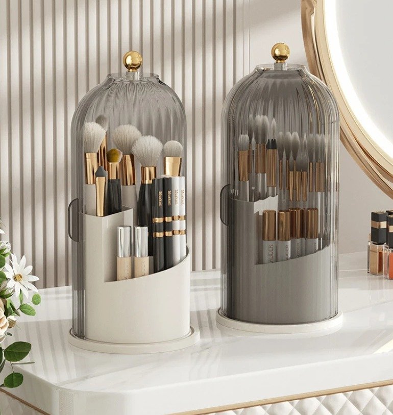 Stylish Bird Cage design 360 Rotating Cosmetic Storage Box Makeup Organizer Waterproof