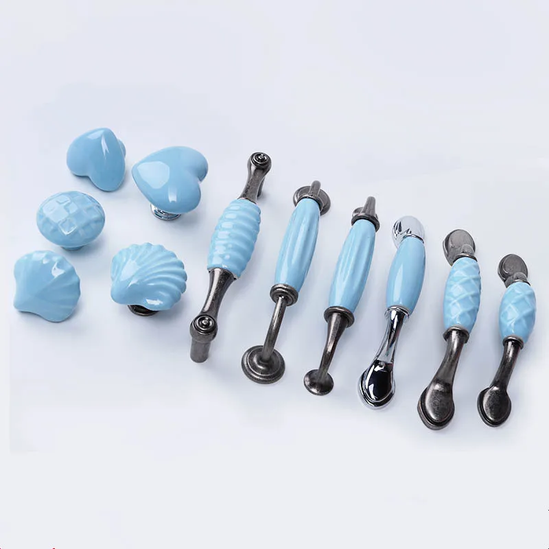 Ceramic Blue Cabinet Handles