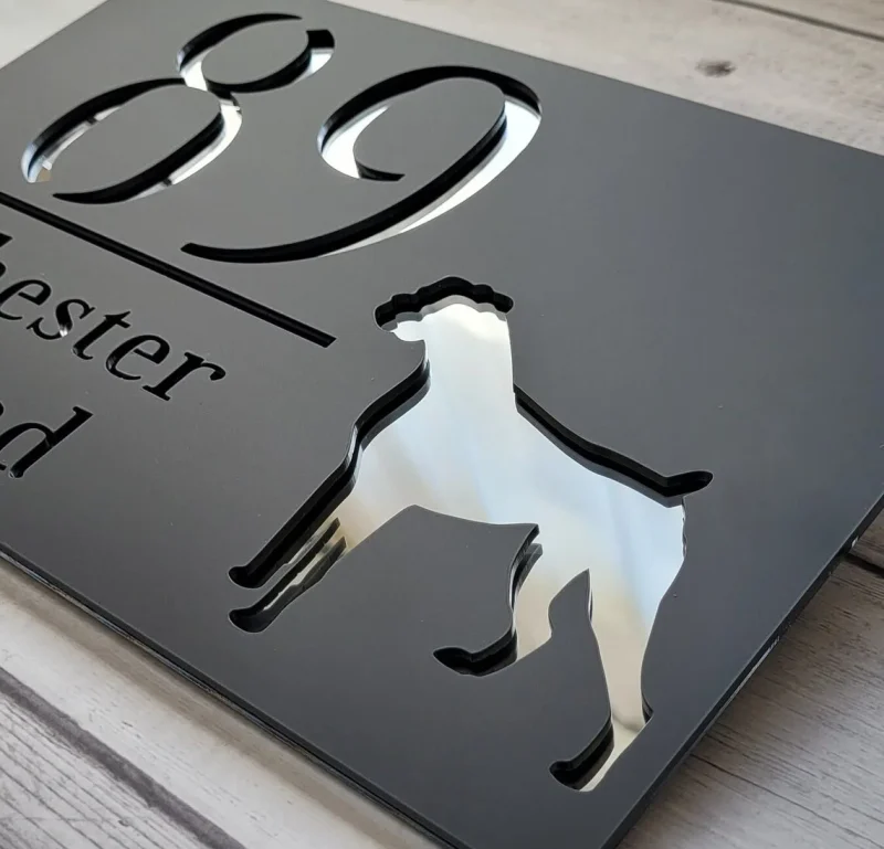 Custom made to order Letterbox & House Numbers Signs with Dog