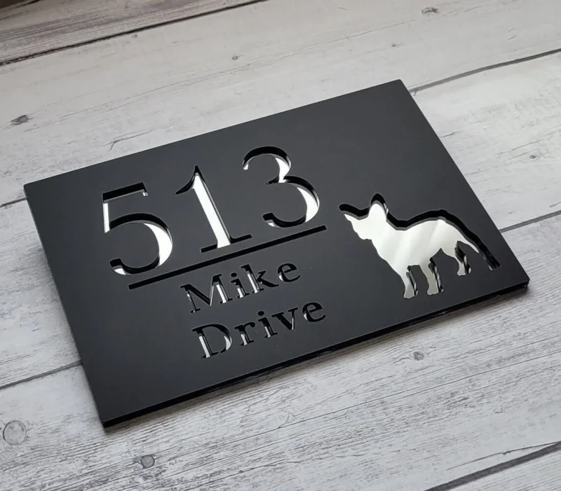 Custom made to order Letterbox & House Numbers Signs with Dog