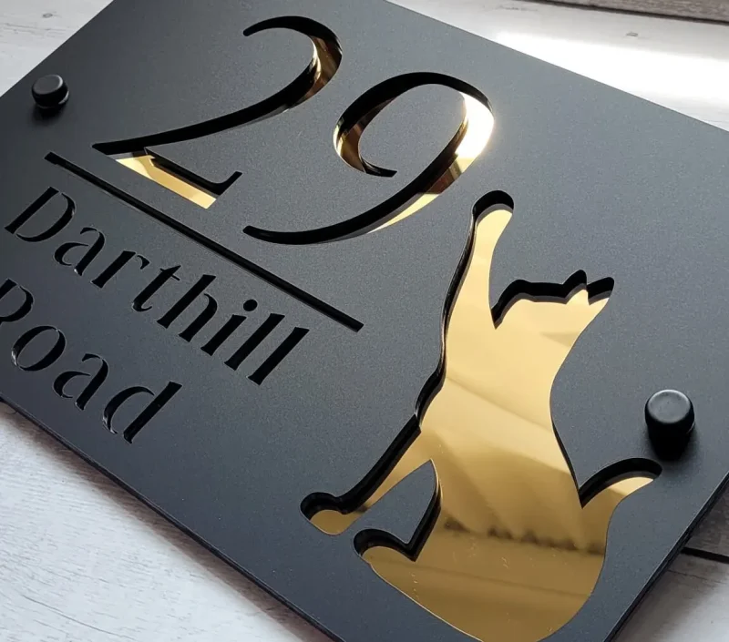 Custom made to order Letterbox & House Numbers Signs with Cat Silhouette