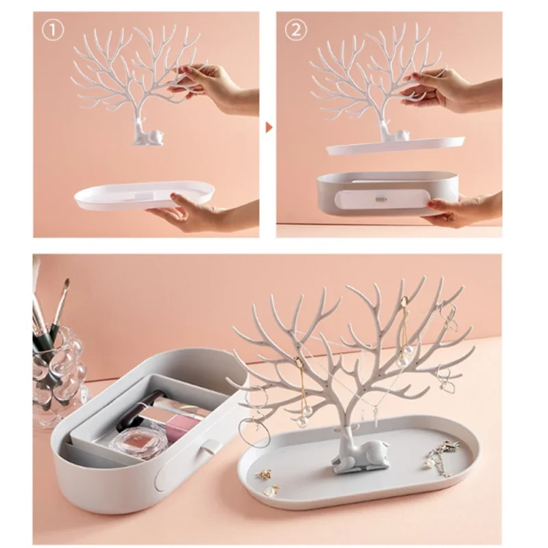 Jewellery Display Stand Jewellery Storage Box Organizer Graceful Deer Antler Tree