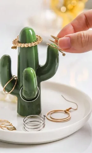 Cactus & Aloe Jewellery Display Organiser & Novelty Ring Holder