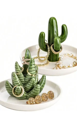 Cactus & Aloe Jewellery Display Organiser & Novelty Ring Holder