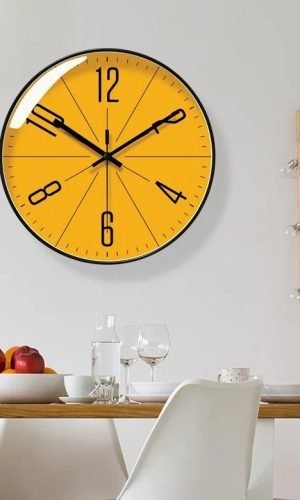 Bright Orange Silent Wall Clock with Large Letter Display
