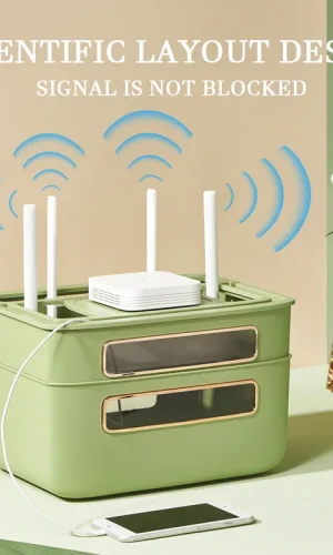 WiFi Router Storage Box — Desktop Cable Organiser, No Signal Blocking