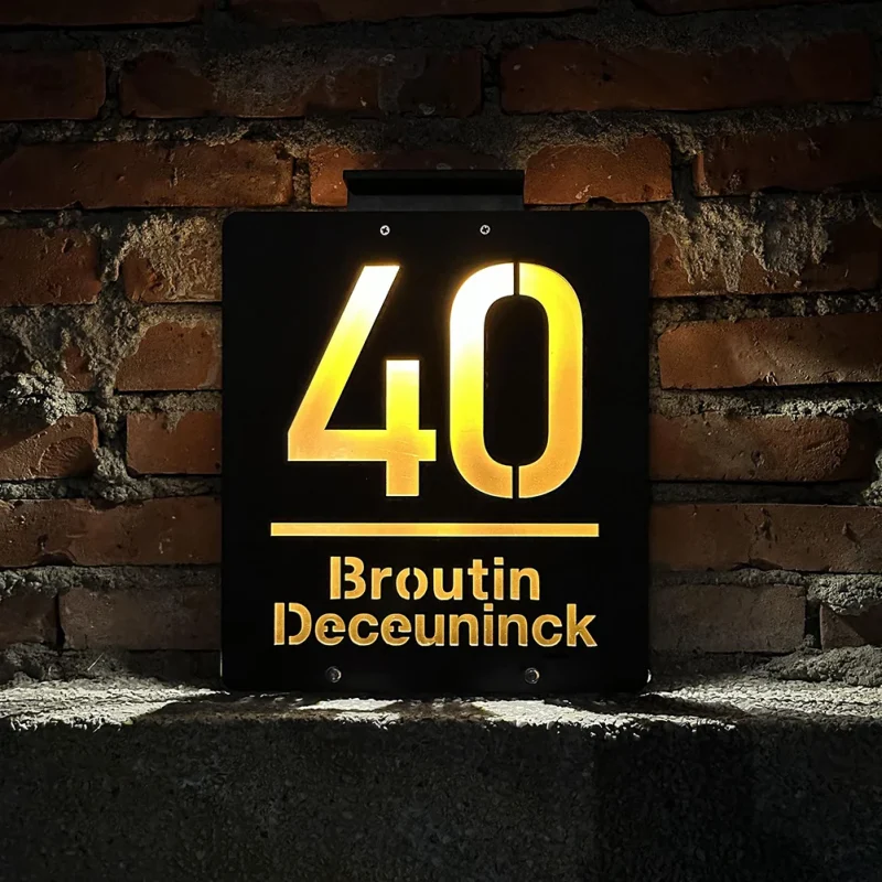 Custom made to order Letterbox & House Numbers Signs with Solar LED Light-Colourful Lighting