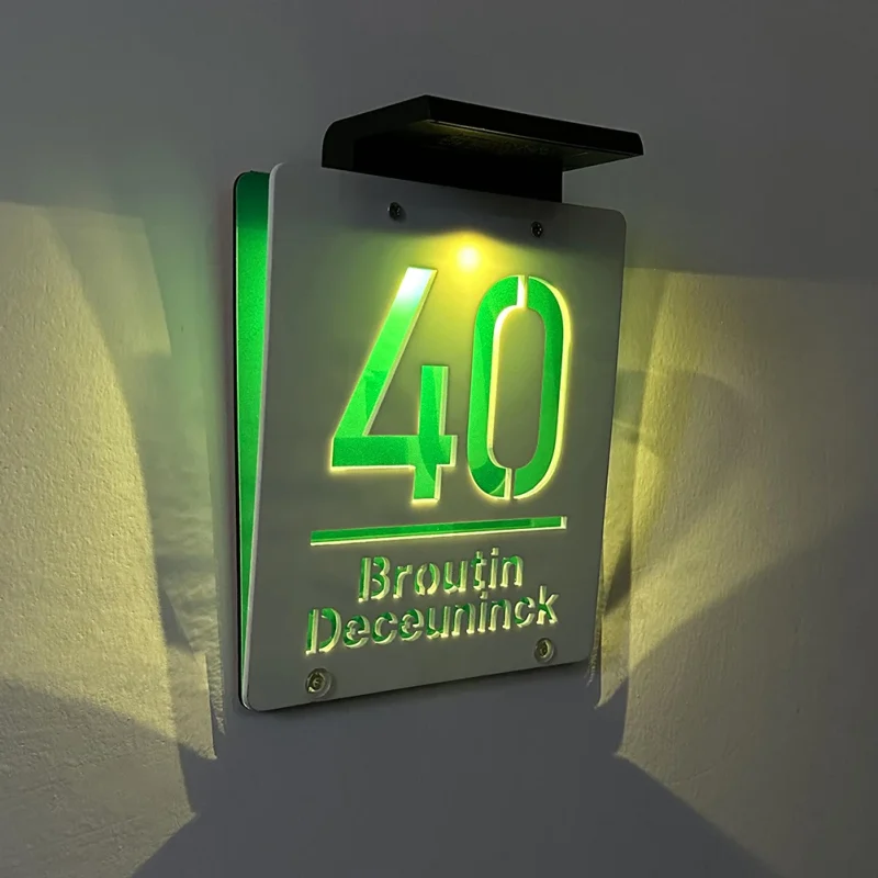 Custom made to order Letterbox & House Numbers Signs with Solar LED Light-Colourful Lighting
