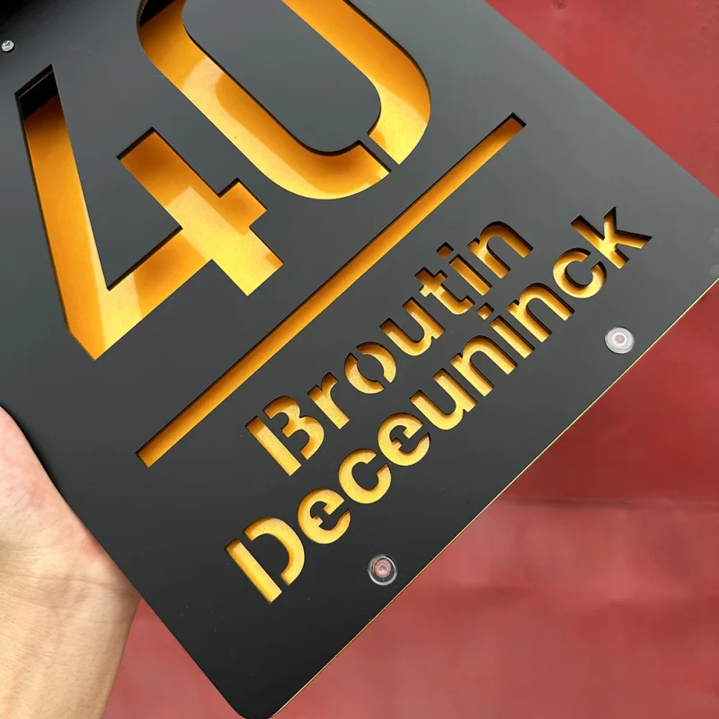 Custom made to order Letterbox & House Numbers Signs with Solar LED Light-Colourful Lighting