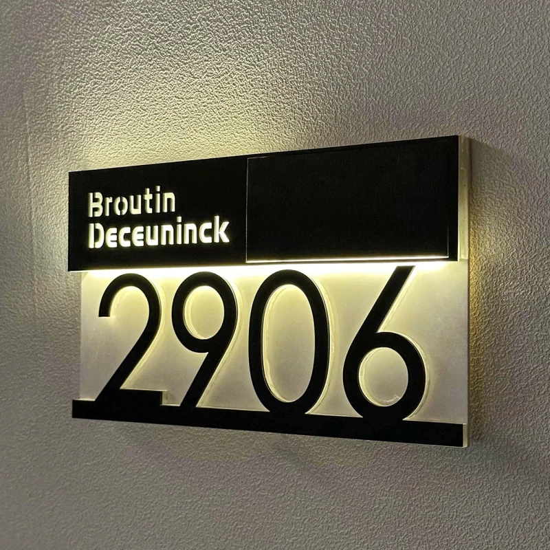 Custom made to order Letterbox & House Numbers Signs with Solar LED Light-Large