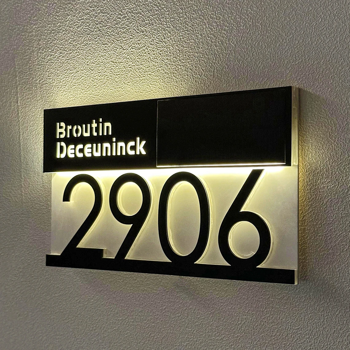 Custom made to order Letterbox & House Numbers Signs with Solar LED Light-Large