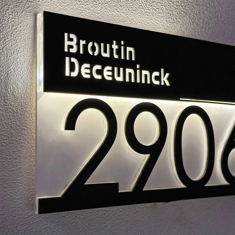 Custom made to order Letterbox & House Numbers Signs with Solar LED Light-Large
