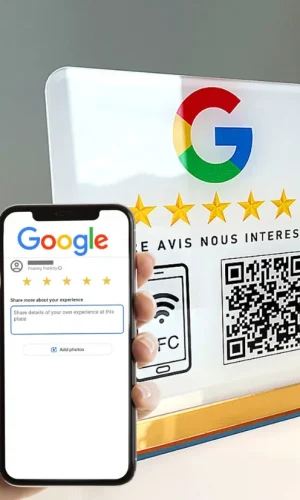 Custom Desktop Google Review Sign with QR Code & NFC Chip