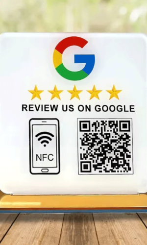 Custom Desktop Google Review Sign with QR Code & NFC Chip