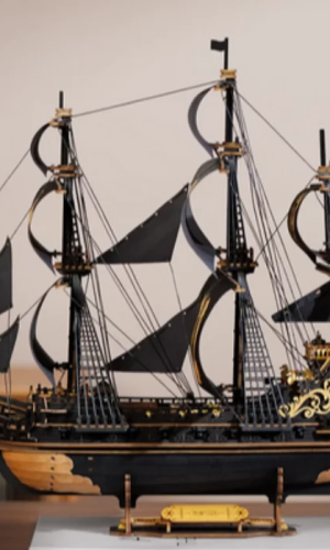 Baroque Pirate Ship Model Kit — 47cm, 603 Pieces, 1:100 Scale