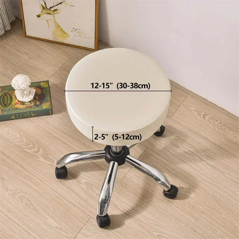 Round Salon Stool Cover - Bar Chair Slipcover PU Leather Ø30-38cm Round Salon Stool Cover Bar Chair Cover-