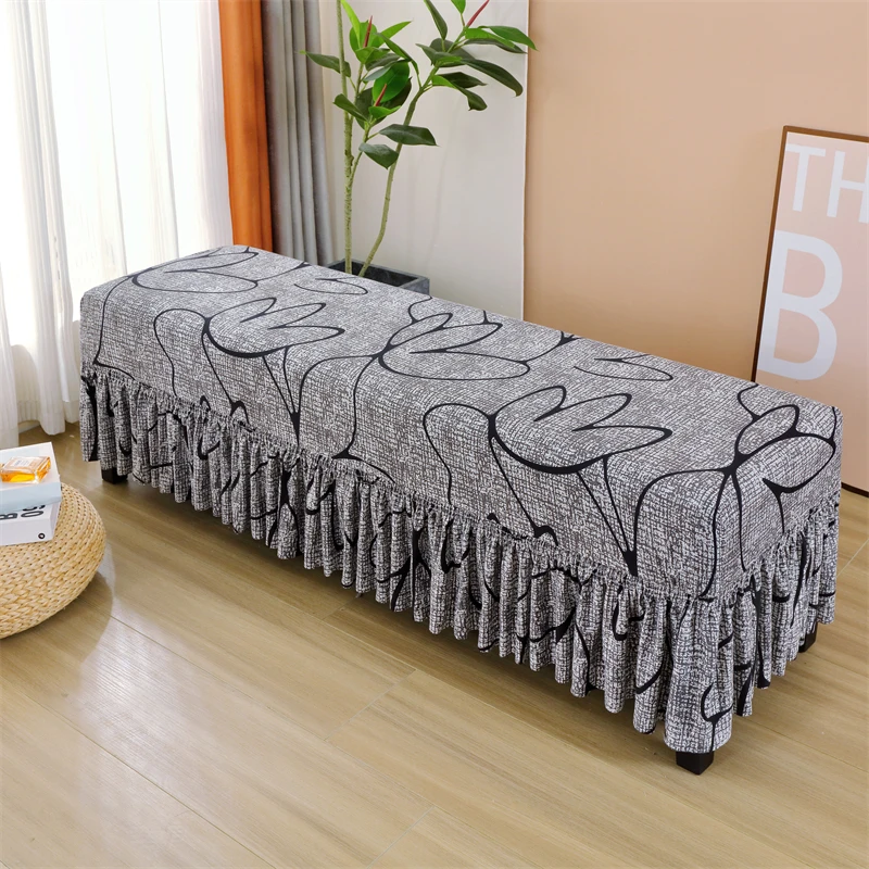 Bench Cover Storage bed ends Ottoman Cover with ruffled skirt