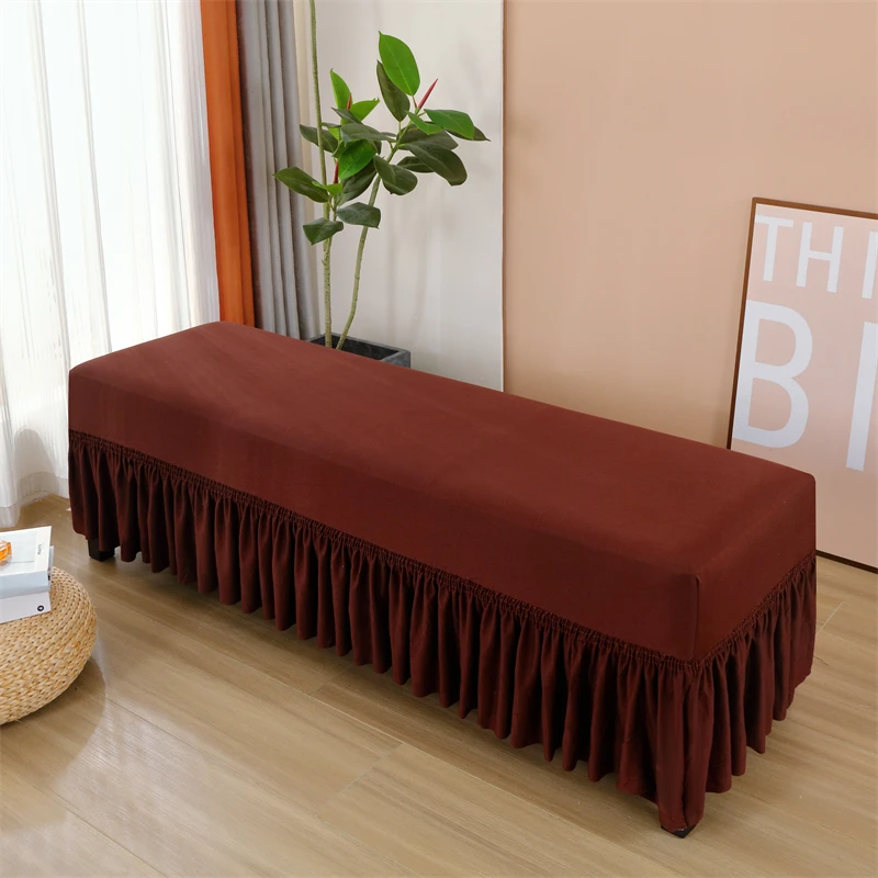 Bench Cover with Ruffled Skirt (35-45)×(120-150)cm — Bed End Bench Cover Storage bed ends Ottoman Cover with ruffled skirt
