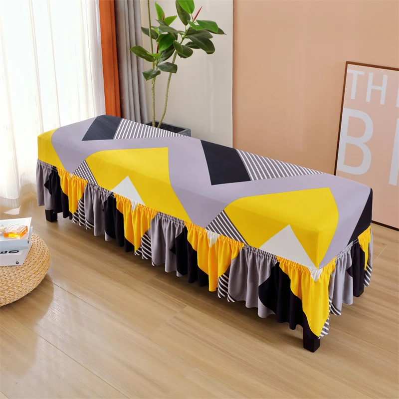 Bench Cover with Ruffled Skirt (35-45)×(120-150)cm — Bed End Bench Cover Storage bed ends Ottoman Cover with ruffled skirt