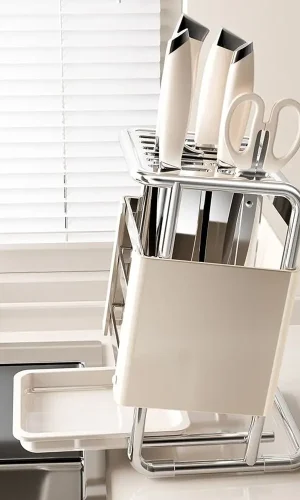 Stainless Steel Kitchen Knife Stand Holder & Storage Rack