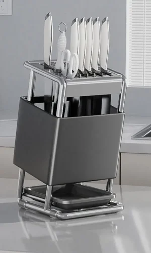 Stainless Steel Kitchen Knife Stand Holder & Storage Rack