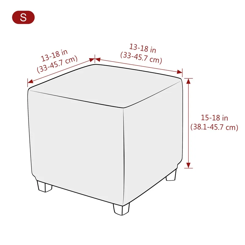 Rectangle Ottoman Cover with Hem Skirt (80-100)×(60-80)cm Ottoman Covers Foot Stool Slipcovers