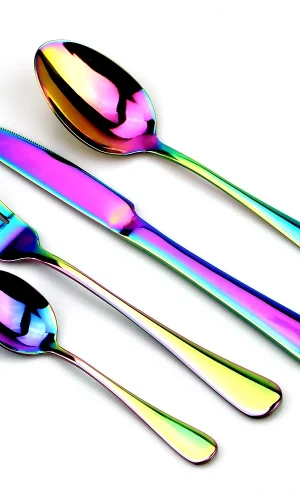 Rainbow Mirror Stainless Steel Travel Cutlery Set 7pc with Bag