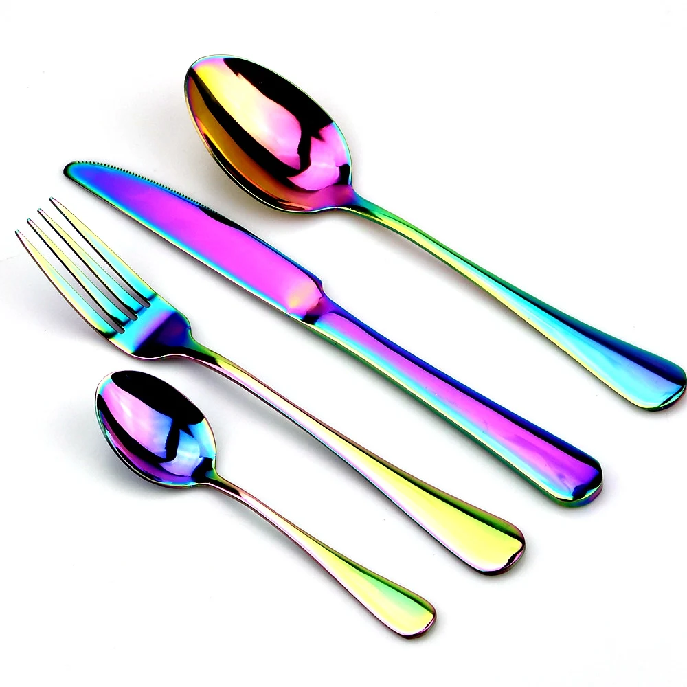Rainbow Mirror Stainless Steel Travel Cutlery Set 7pc with Bag