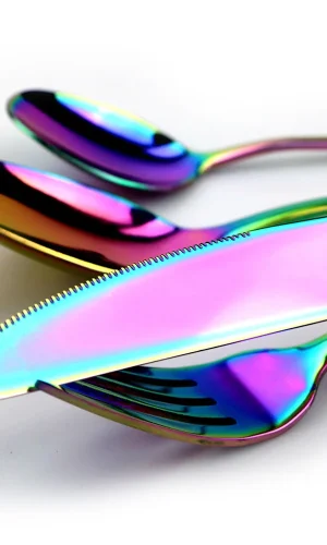 Rainbow Mirror Stainless Steel Travel Cutlery Set 7pc with Bag