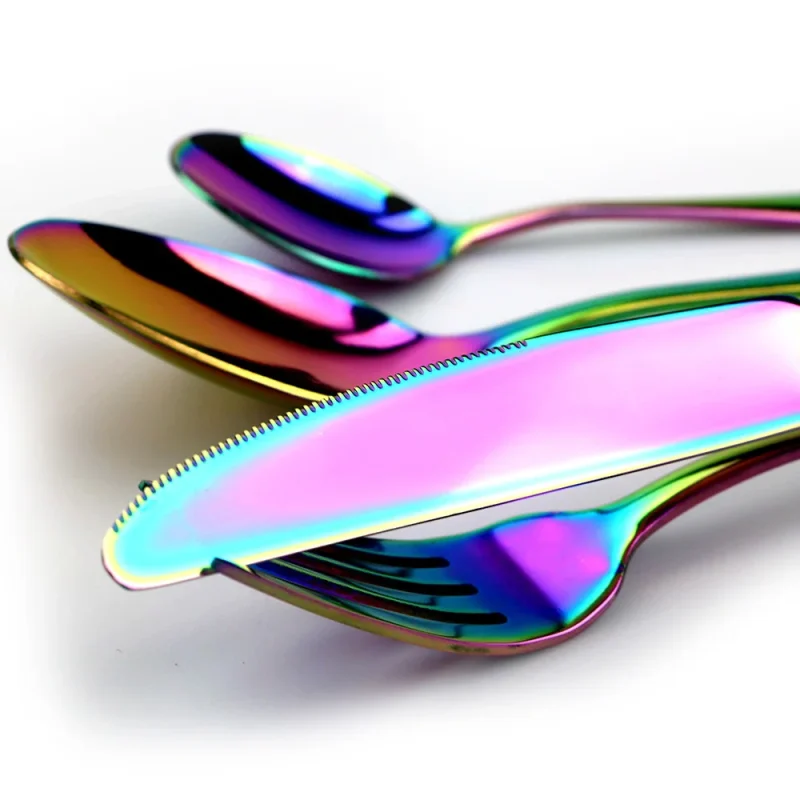 Rainbow Mirror Stainless Steel Travel Cutlery Set 7pc with Bag