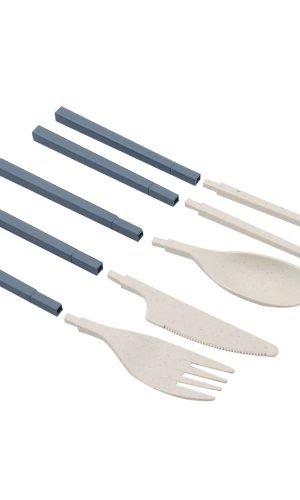 Travel Cutlery Set 4pc with Mini Box-Foldable Wheat Straw