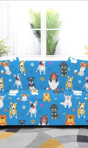 1/2/3/4 Seater & L Shape Sofa Cover — Cute Dogs & Puppies Patterns