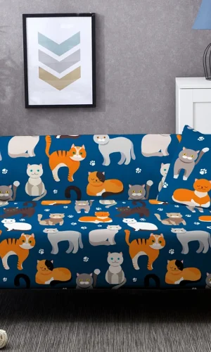 1/2/3/4 Seater & L Shape Sofa Cover — Cats & Kittens Patterns