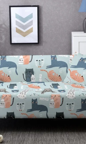 1/2/3/4 Seater & L Shape Sofa Cover — Cute Cats & Kittens Patterns