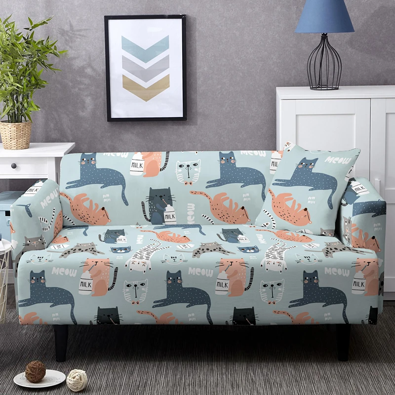 1/2/3/4 Seater & L Shape Sofa Covers Couch Slipcover Cartoon Cats patterns