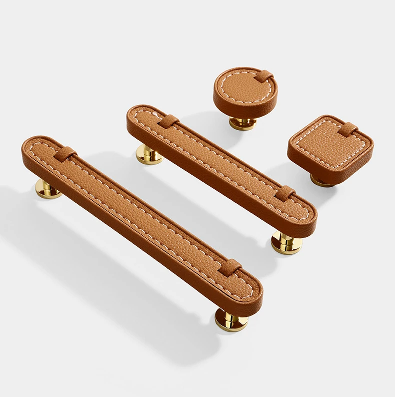Modern Cabinet Handles Drawer Knobs-Leather elegance Modern Cabinet Handles Drawer Knobs-Leather elegance