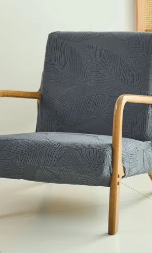 Armchair Cover Stretch Leaf Pattern — Stylish Colours