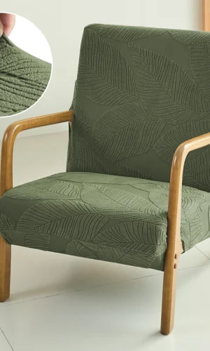 Armchair Cover Stretch Leaf Pattern — Stylish Colours