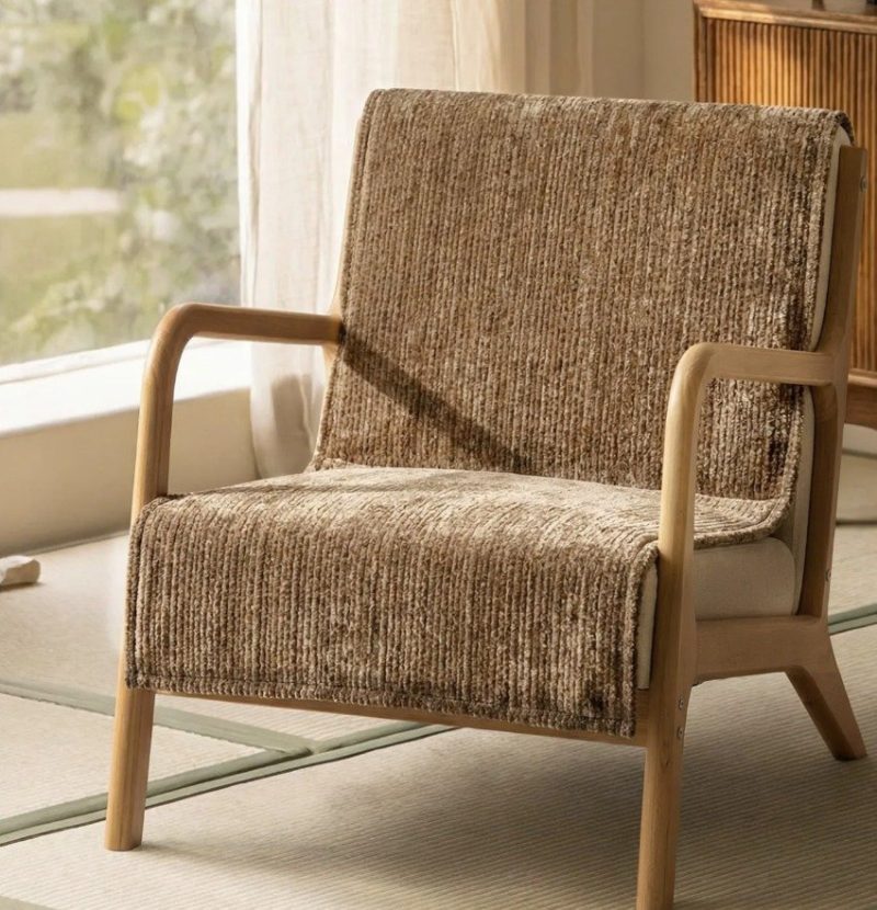 Armchair Pad Cover Plush Thick Jacquard Occasional Chair Seat Cover
