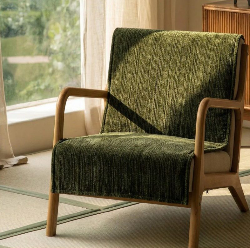 Armchair Pad Cover Plush Thick Jacquard Occasional Chair Seat Cover