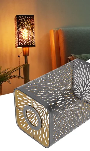 Lamp Shade-vintage Style Metal Nightstand & Table Lamp Shade-Hollow Carving Circular Pattern