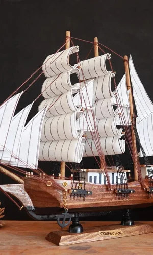 Ready To Display Wooden Ship Models – Handcrafted Nautical Décor 33cm