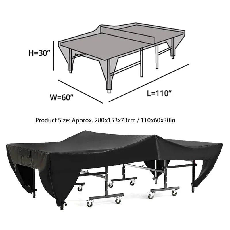 Table Tennis Table Cover Unfoldable Outdoor Waterproof Cover - Silver-Coated UV Protection - Image 3